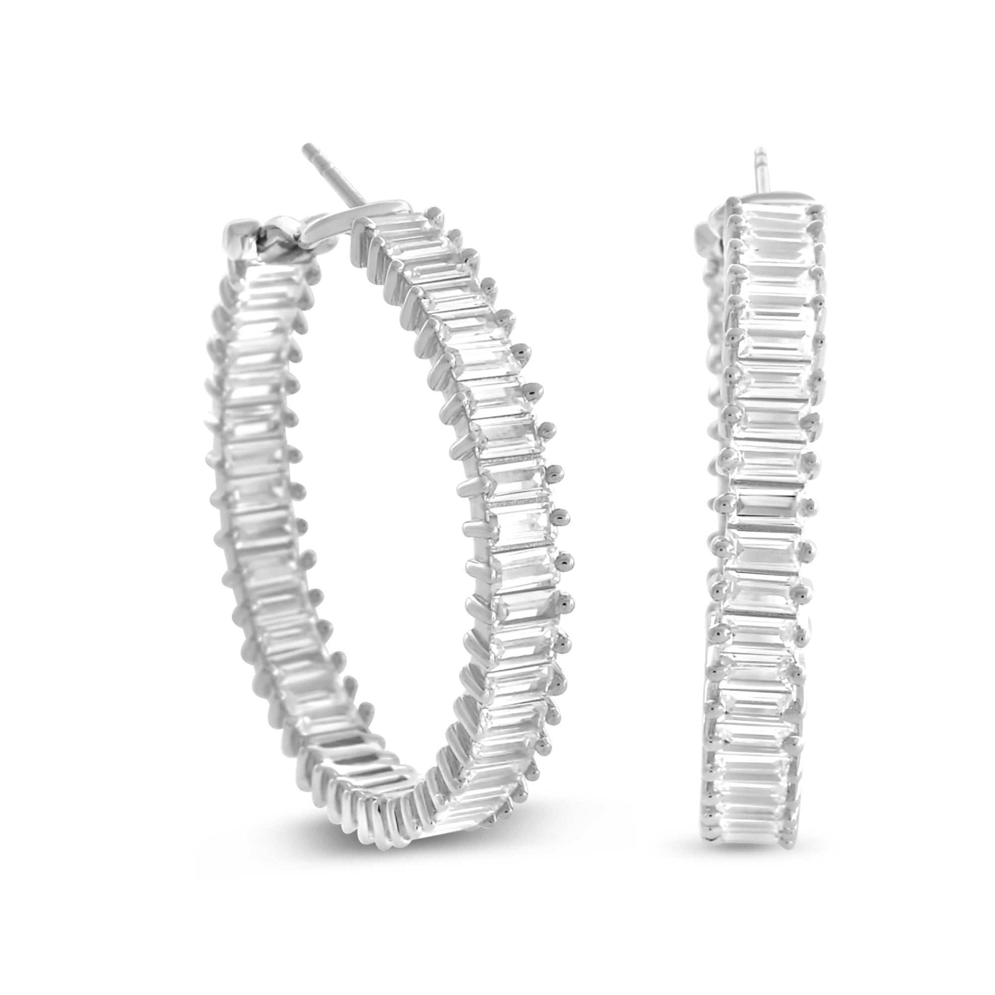 Beautifully outlined baguette, retailer pure silver semi hoops.