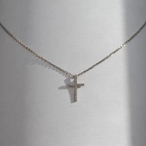 White Gold Diamond Cross Necklace