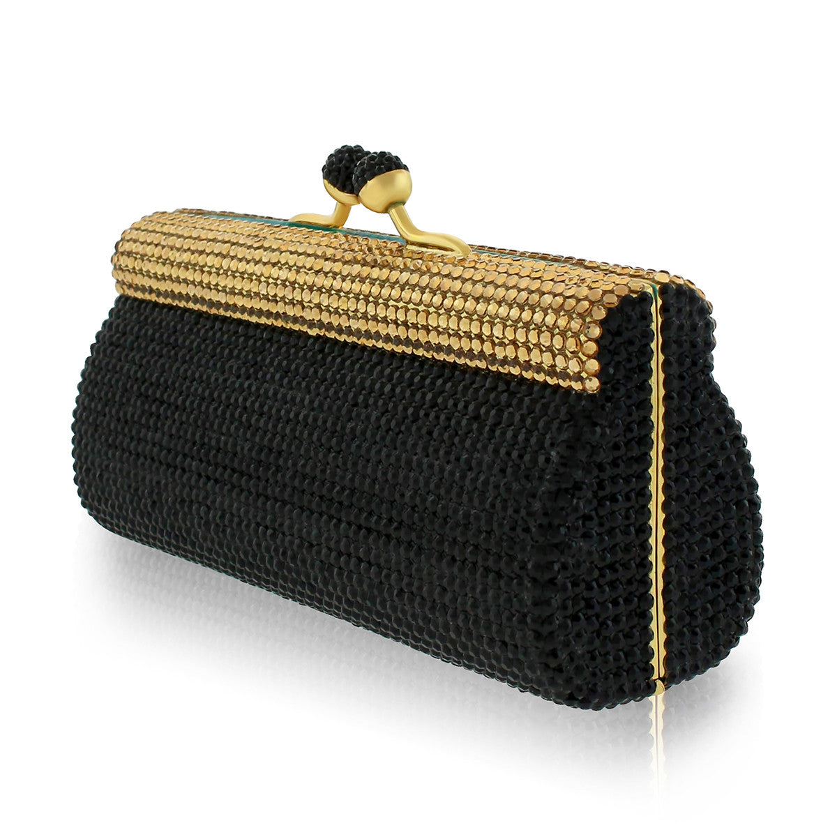 Black & Gold Beaded Crystal Clutch Bag