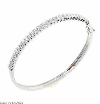 Silver Pave Swarovski Crystal Bangle Bracelet - Bobby Schandra