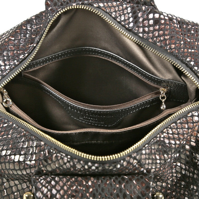 Madalena bag in python print leather - Black - Brontibay