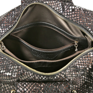 Designer Gold and Black Python Print Leather Cross body Handbag - Schandra
