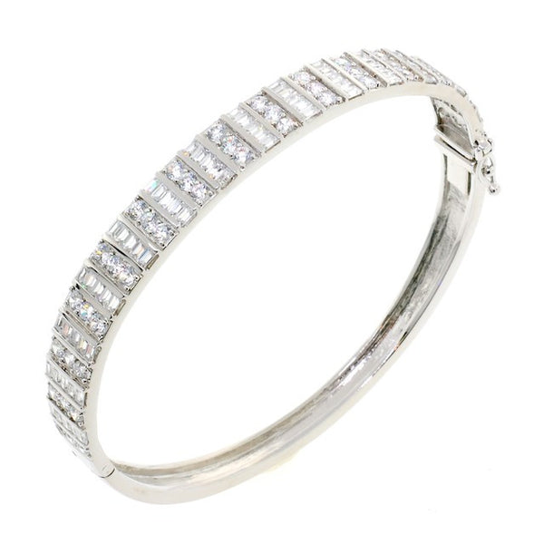 Silver Pave Swarovski Crystal Bangle Bracelet - Bobby Schandra