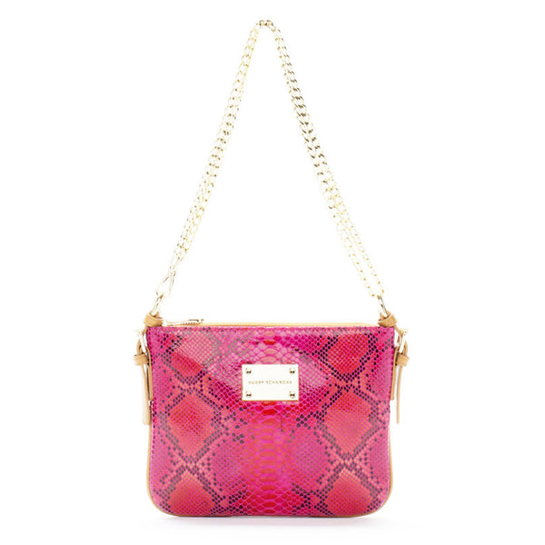 women cross body bag leather messenger purse acid wash hot pink