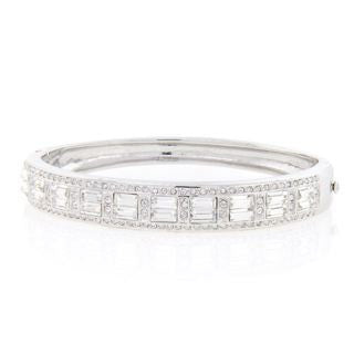 Silver Pave Swarovski Crystal Bangle Bracelet - Bobby Schandra