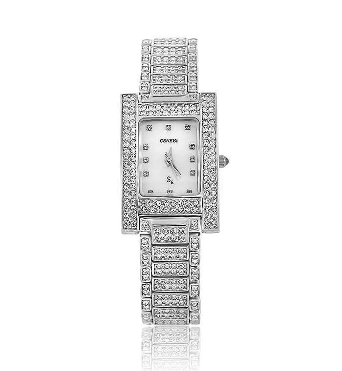 Silver Women's store Swarovski crystal watch white pearl