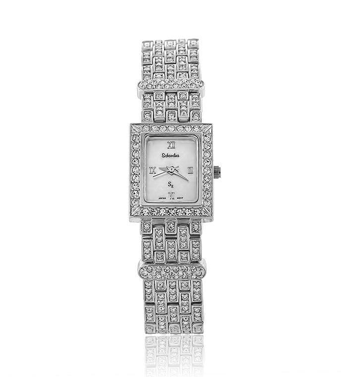 Silver Women's Swarovski crystal watch sold white pearl