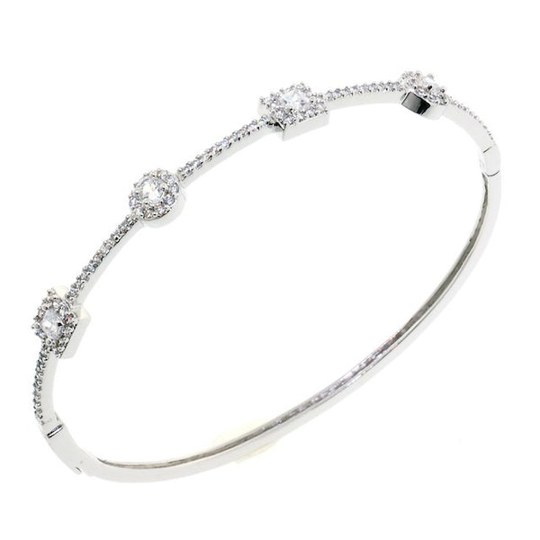 Silver Pave Swarovski Crystal Bangle Bracelet - Bobby Schandra