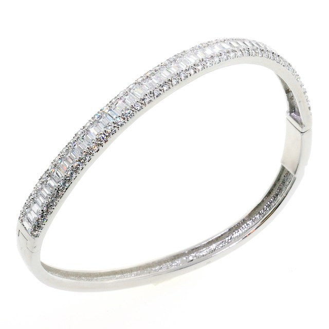 Silver Pave Swarovski Crystal Bangle Bracelet - Bobby Schandra